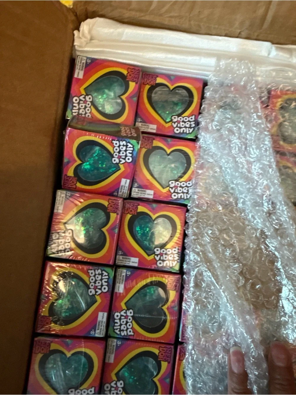 Viral Needoh Teal Holographic Heart Good Vibes Mini squishy set of 3!!!!